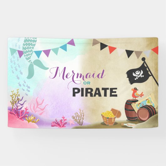Bannière de fête d'anniversaire de pirates et de (Horizontal)