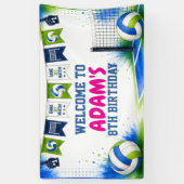Bannière de fête d'anniversaire de volley-ball à l (Vertical)