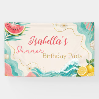 Bannière de fête d'anniversaire d'été personnalisé