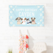 bannière de fête d'anniversaire du chiot bleu (En situation)
