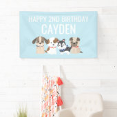 bannière de fête d'anniversaire du chiot bleu (En situation)