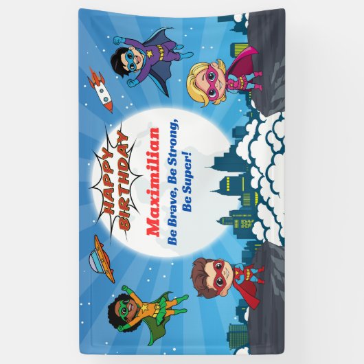 Bannière de fête d'anniversaire du Superhéros de d (Vertical)