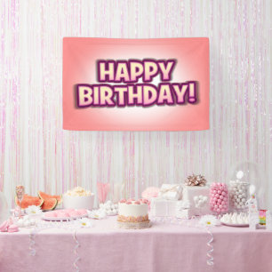 Bannière de fête d'anniversaire "En rose" réutilis