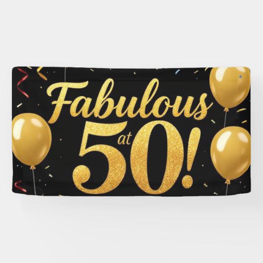 Bannière de fête d'anniversaire Fabulous à 50 ans (Horizontal)