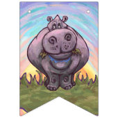 Bannière de fête d'anniversaire Hippo Têtes mignon (Premier drapeau)