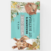 Bannière de fête d'anniversaire Jungle pour garçon (Vertical)