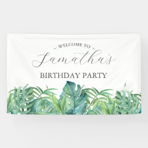 Bannière de fête d'anniversaire Luau tropical