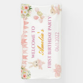 Bannière de fête d'anniversaire mignonne rose et o (Verticale)