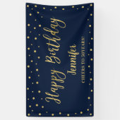 Bannière de fête d'anniversaire Or & Navy (Vertical)