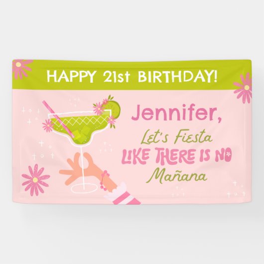 Bannière de fête d'anniversaire pour adultes Marga (Horizontal)
