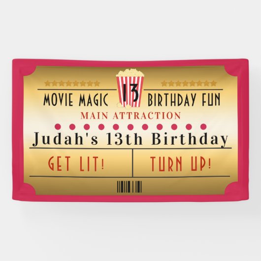 Bannière de fête d'anniversaire pour billet de cin (Horizontal)