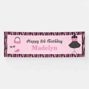 Bannière de fête d'anniversaire pour filles du déf