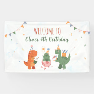 Bannière de fête d'anniversaire pour un T-Rex de d