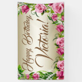 Bannière de fête d'anniversaire Rose Or (Vertical)