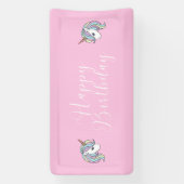 Bannière de fête d'anniversaire rose Unicorn (Verticale)