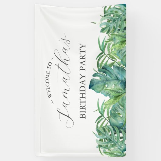 Bannière de fête d'anniversaire Thème Tropical Lua (Vertical)