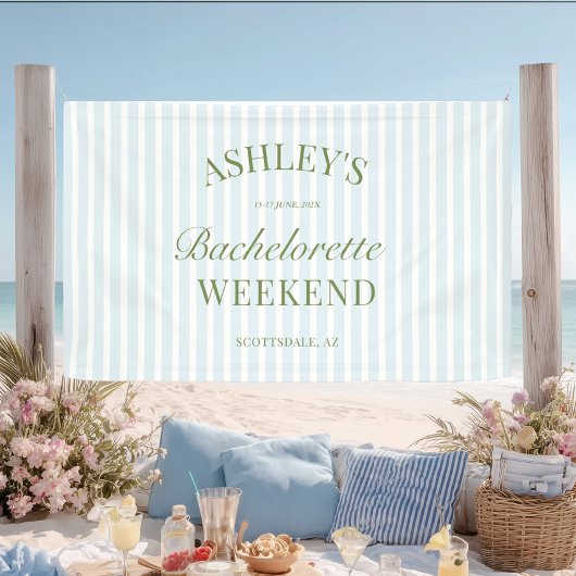 Bannière de fête de Bachelorette à rayures bleues