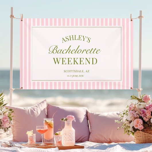 Bannière de fête de bachelorette à rayures roses