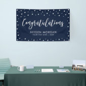 Bannière de fête de félicitations Navy & Blanc (Salon professionnel)