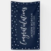 Bannière de fête de félicitations Navy & Blanc (Vertical)