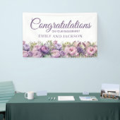 Bannière de fête de fiançailles florale rose viole (Salon professionnel)