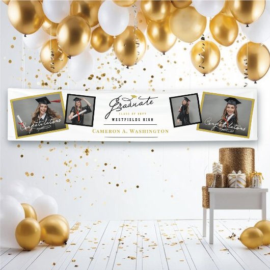 Bannière de fête de fin d'études de script de fin