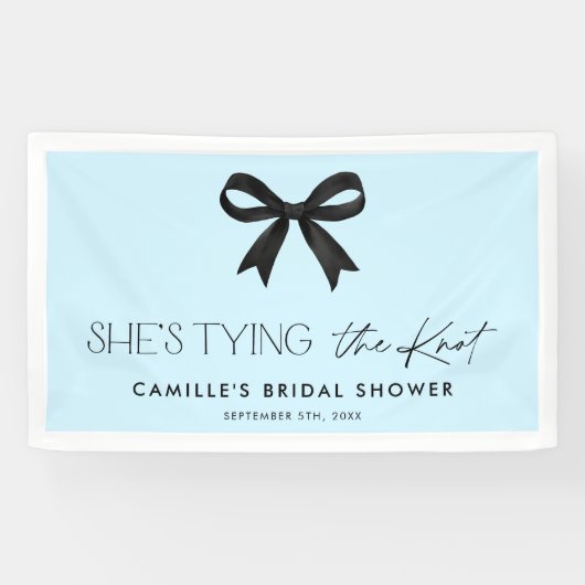 Bannière de Fête de Mariage avec Nœud Bleu Elle No (Horizontal)
