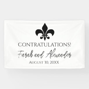 Bannière de fête de mariage Fleur de Lis personnal
