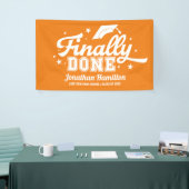 Bannière de fête de remise de diplôme orange enfin (Salon professionnel)