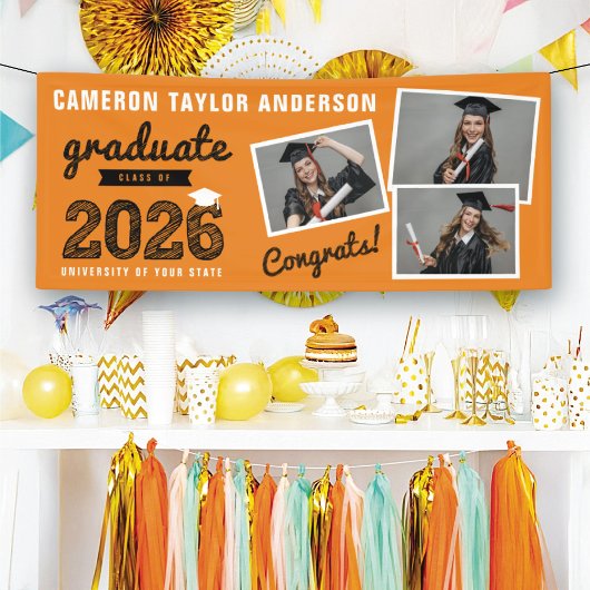 Bannière de fête de remise des diplômes 2026 Bold 