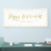 Bannière de fête de retraite heureuse or et blanc (Salon professionnel)