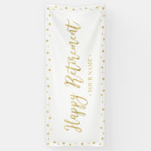 Bannière de fête de retraite heureuse or et blanc (Vertical)