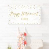 Bannière de fête de retraite joyeuse Or & Blanc (En situation)