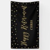 Bannière de fête de retraite joyeuse Or & Noir (Vertical)