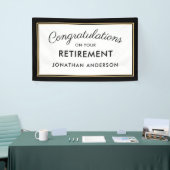 Bannière de fête de retraite simple noir et or (Salon professionnel)