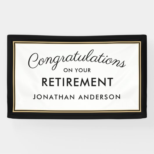 Bannière de fête de retraite simple noir et or (Horizontal)