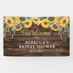 Bannière de Fête des mariées en bois de tournesol