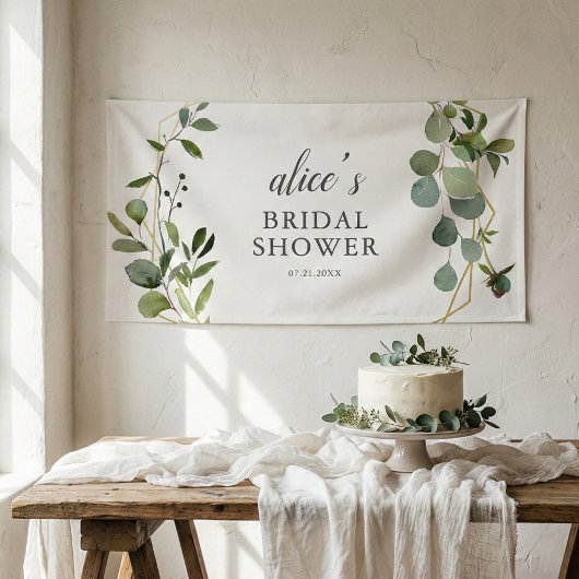 Bannière de Fête des mariées Eucalyptus vert