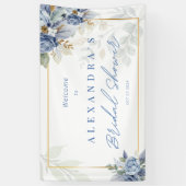 Bannière de Fête des mariées florale bleu Dusty (Vertical)