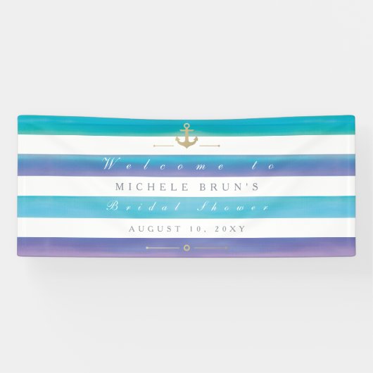 Bannière de Fête des mariées nautique à aquarelle (Horizontal)