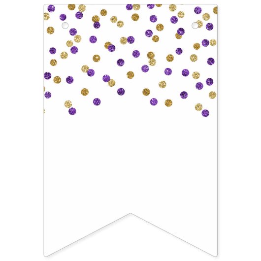 Bannière de Fête des mariées Purple Gold Confetti (Premier drapeau)
