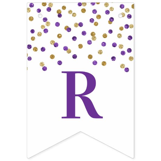 Bannière de Fête des mariées Purple Gold Confetti (Troisième drapeau)