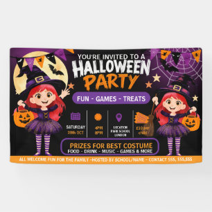 Bannière de fête d'Halloween pour enfants   Mignon