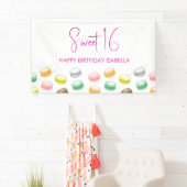 Bannière de fête Macarons Sweet 16 (En situation)
