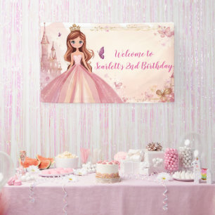 Bannière de fête personnalisée pour princesse rose