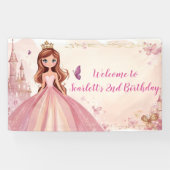 Bannière de fête personnalisée pour princesse rose (Horizontal)