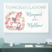 Bannière de fête pour bébé fille Cheval à bascule (Salon professionnel)