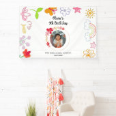 Bannière de fête pour enfants jaune et violet (Insitu)