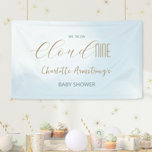 Bannière de fête prénatale Bleu Céleste Cloud 9