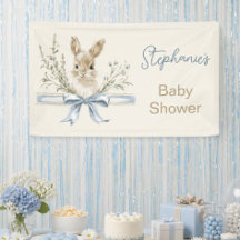 Bannière de fête prénatale Lapin Fleurs sauvages